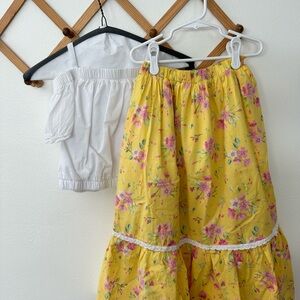 Haute Hippie Yellow and Pink Floral Kids Skirt Set
